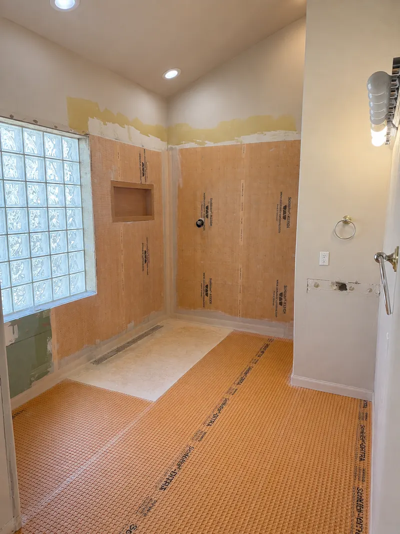 Waterproofing membrane on, before tile, Bathroom Renovation 1 by Altitude Renovation