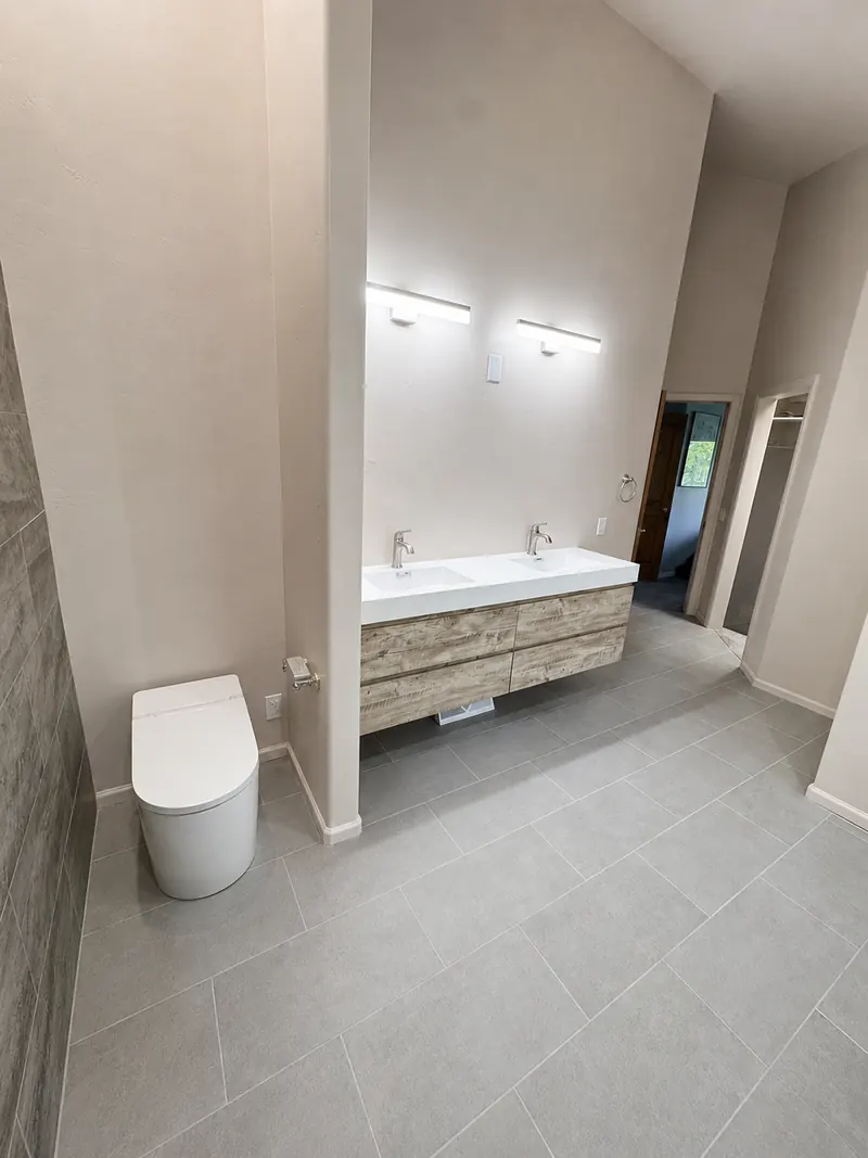 Vanity wall toward the doorway, Bathroom Renovation 1 by Altitude Renovation