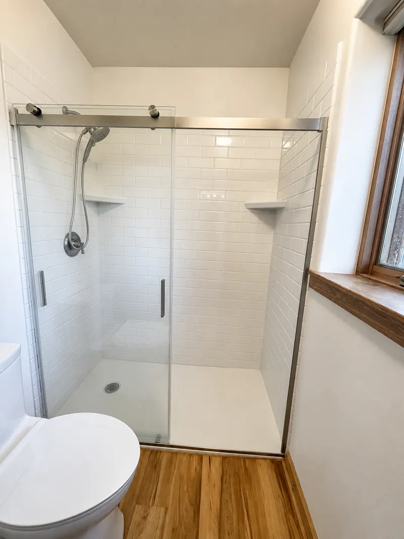 Walk-in shower with sliding glass door, Bathroom Renovation 7 by Altitude Renovation